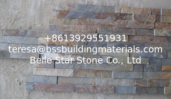 Rusty Split Face Slate Stone Panel,Multicolor Slate Culture Stone,Real Thin Stone Veneer for Wall