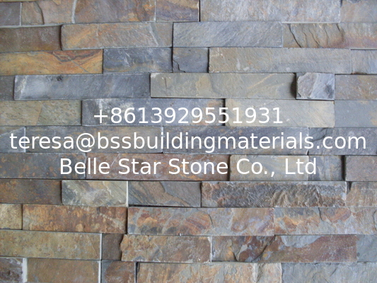 Rusty Split Face Slate Stone Panel,Multicolor Slate Culture Stone,Real Thin Stone Veneer for Wall