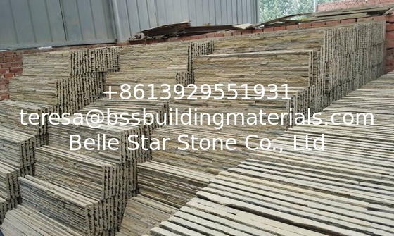 Light Rusty Slate Waterfall Shape Thin Stone Veneer,Yellow Brown Slate Culture Stone/Ledgestone