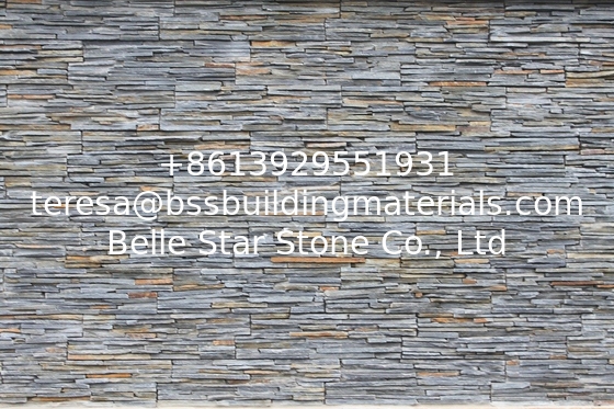 Black Mixed Rusty Color Slate Slim Strips Cemented Together Stacked Stone,Z Stone Cladding Panel