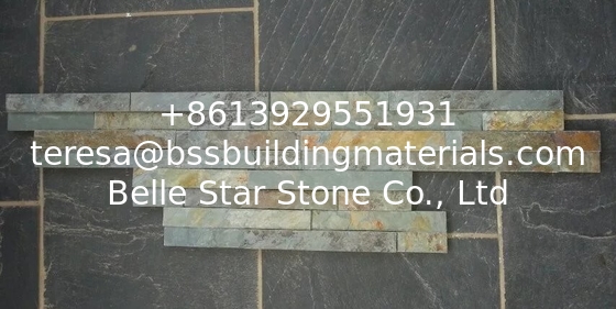 Green Mixed Rusty Slate Thin Stone Veneer,Split Face Slate Z Stone Cladding,Outdoor Stone Panel