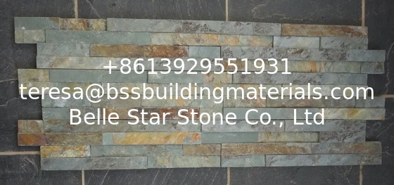 Green Mixed Rusty Slate Thin Stone Veneer,Split Face Slate Z Stone Cladding,Outdoor Stone Panel