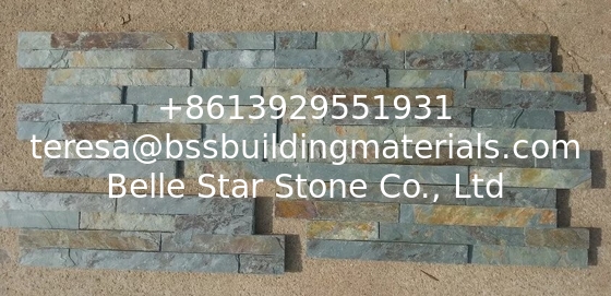 Green Mixed Rusty Slate Thin Stone Veneer,Split Face Slate Z Stone Cladding,Outdoor Stone Panel