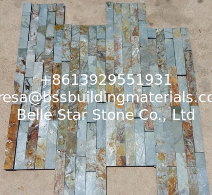 Green Mixed Rusty Slate Thin Stone Veneer,Split Face Slate Z Stone Cladding,Outdoor Stone Panel