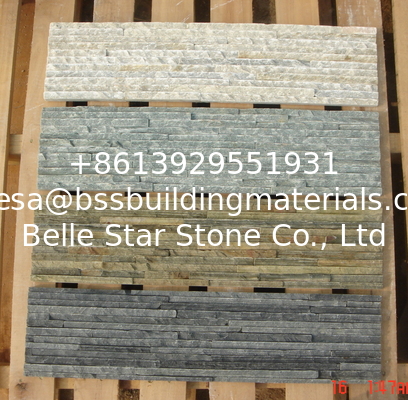 Natural Stone Waterfall Shape Thin Stone Veneer,Green Slate Waterfall Pattern Culture Stone Cladding