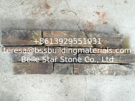 Rusty Split Face Slate Z Stone Panel with Steel Wire Back,Natural Slate Stacked Stone Cladding