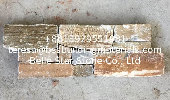 Beige Split Face Quartzite Z Stone Cladding with Steel Wire Back,Natural Stacked Stone,Z Stone Panel