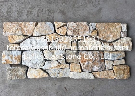 Beige Split Face Quartzite Z Stone Cladding with Steel Wire Back,Natural Stacked Stone,Z Stone Panel
