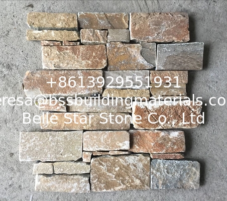 Beige Split Face Quartzite Z Stone Cladding with Steel Wire Back,Natural Stacked Stone,Z Stone Panel