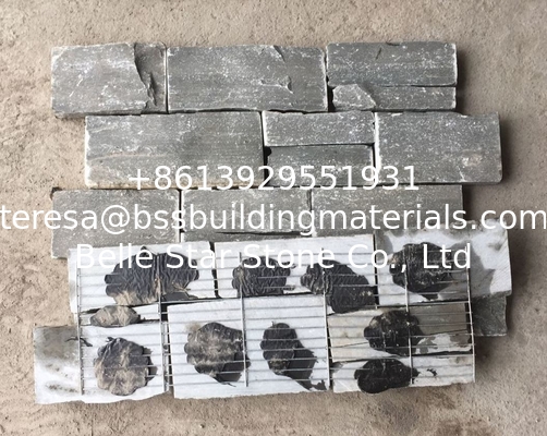 Grey Slate Z Stone Panel with Steel Wire Back,Natural Slate Stacked Stone,Z Stone Cladding for Wall