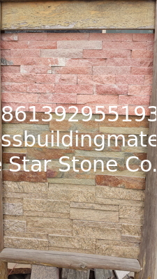 Peach Quartzite Thin Stone Veneer,Indoor Stacked Stone Wall Panel,Outdoor Culture Stone Cladding