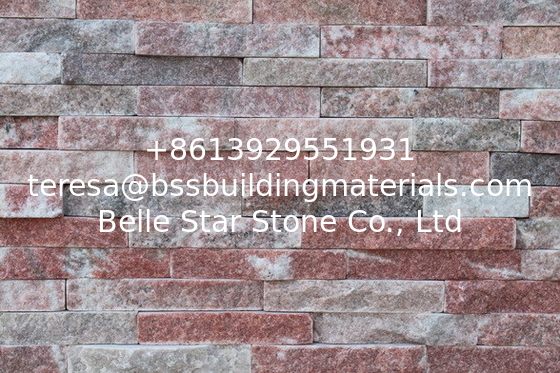 Peach Quartzite Thin Stone Veneer,Indoor Stacked Stone Wall Panel,Outdoor Culture Stone Cladding
