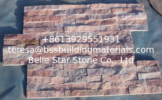Peach Quartzite Thin Stone Veneer,Indoor Stacked Stone Wall Panel,Outdoor Culture Stone Cladding