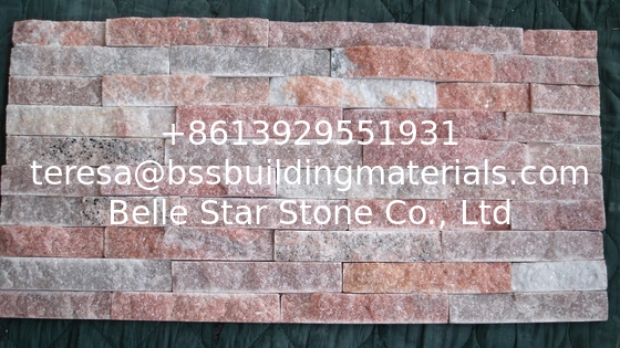 Peach Quartzite Thin Stone Veneer,Indoor Stacked Stone Wall Panel,Outdoor Culture Stone Cladding