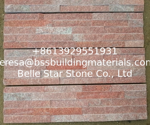 Peach Quartzite Thin Stone Veneer,Indoor Stacked Stone Wall Panel,Outdoor Culture Stone Cladding