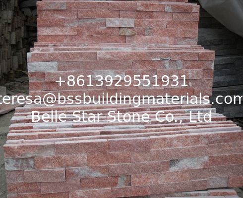 Peach Quartzite Thin Stone Veneer,Indoor Stacked Stone Wall Panel,Outdoor Culture Stone Cladding