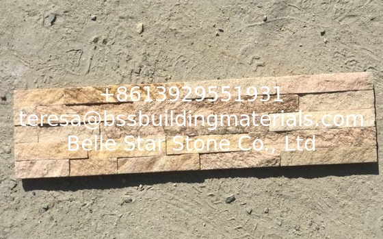 Wooden Sandstone Z Stone Panel,Yellow Thin Stone Veneer,Outdoor Culture Stone Cladding for Wall
