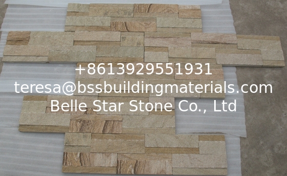 Wooden Sandstone Z Stone Panel,Yellow Thin Stone Veneer,Outdoor Culture Stone Cladding for Wall