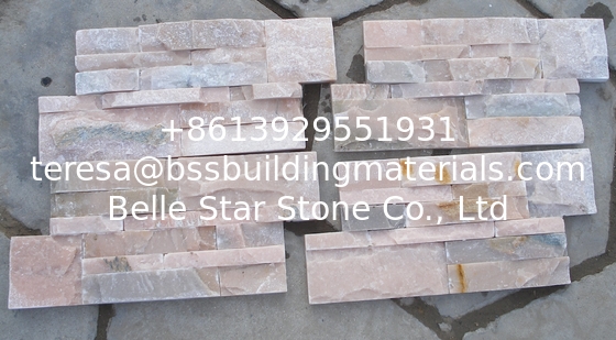 Pink Quartzite S Cut Stone Cladding,Indoor S Clad Ledgestone,Outdoor S Clad Stone Wall Panel