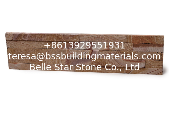 Yellow Wooden Sawn-Cut Face Sandstone Stacked Stone,Indoor Yellow Ledger Panels,Stone Veneer