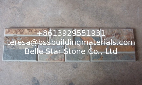 Rusty Split Face Slate Stacked Stone,Beveled Edges Multicolor Culture Stone,Outdoor Ledger Panels