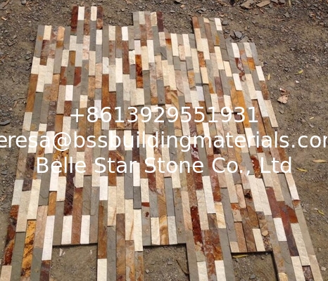 Rusty Slate Mixed White Quartzite Stacked Stone,Natural Stone Cladding,Outdoor Ledger Stone Wall