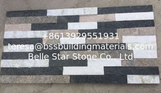 White/Black/Pink Mixed Colors Quartzite Stone Cladding,Indoor Thin Stone Veneer,Stacked Stone