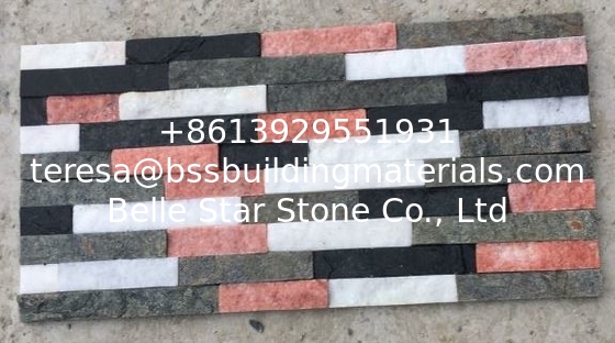 White/Black/Peach/Green Mixed Color Quartzite Stacked Stone,Multicolor Culture Stone,Stone Veneer