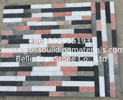 White/Black/Peach/Green Mixed Color Quartzite Stacked Stone,Multicolor Culture Stone,Stone Veneer