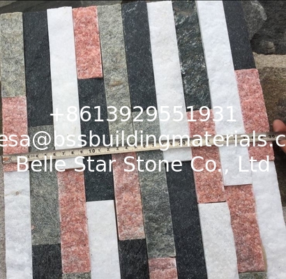 White/Black/Peach/Green Mixed Color Quartzite Stacked Stone,Multicolor Culture Stone,Stone Veneer