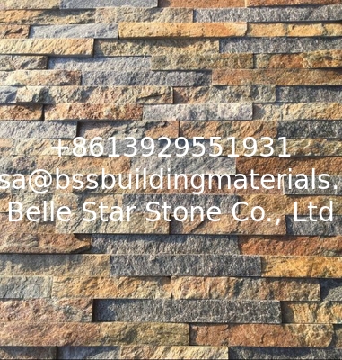 Rustic/Green Mixed Color Quartzite Stacked Stone,Indoor Multicolor Ledger Panels,Culture Stone Veneer