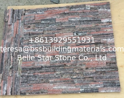 Peach Rough Face Quartzite Stone Cladding,Outdoor Wall Stacked Stone,Indoor Culture Stone Wall