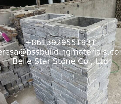 Grey Slate Column,Natural Stone Pillar,Ledgestone Pillar,Grey Stone Postbox,Gate Grey Pillar
