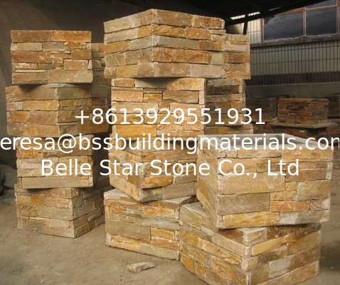 Yellow Quartzite Column,Natural Stone Pillar,Ledgestone Pillar,Yellow Stone Postbox,Gate Yellow Pillar