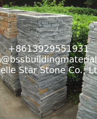 Black Slate Column,Natural Stone Pillar,Ledgestone Pillar,Charcoal Stone Postbox,Gate Black Pillar