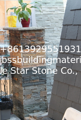 Black Slate Column,Natural Stone Pillar,Ledgestone Pillar,Charcoal Stone Postbox,Gate Black Pillar