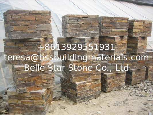 Rusty Slate Column,Natural Stone Pillar,Ledgestone Pillar,Multicolor Stone Postbox,Gate Rusty Pillar