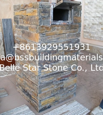 Rusty Slate Column,Natural Stone Pillar,Ledgestone Pillar,Multicolor Stone Postbox,Gate Rusty Pillar
