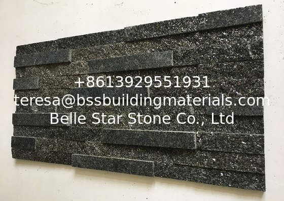 Black Diamond Quartzite Stacked Stone,Split Face+Polished Surface Black Culture Stone,Quartzite Ledgestone,Stone Panels
