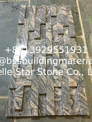 China Juparana Granite 3D Culture Stone,Polished Face Multicolour Grain Ledgestone,Grey Granite 3D Stacked Stone