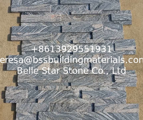 China Juparana Granite 3D Culture Stone,Polished Face Multicolour Grain Ledgestone,Grey Granite 3D Stacked Stone