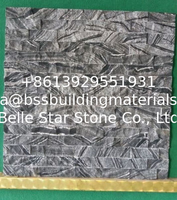 Black wooden marble culture stone,black forest marble stacked stone,black wood vein marble ledgestone,stone cladding