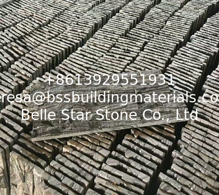 Black wooden marble culture stone,black forest marble stacked stone,black wood vein marble ledgestone,stone cladding