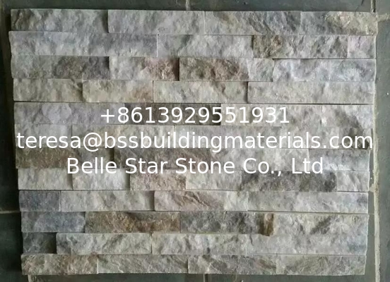 Silver White Quartzite Stone Cladding,Natural Quartzite Culture Stone,Split Face Ledgestone,Blacksplash Stone Panels
