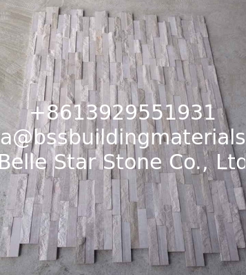 White Wooden Marble Blacksplash Stacked Stone,China Serpeggiante Marble Culture Stone,Chenille White Marble Stack stone