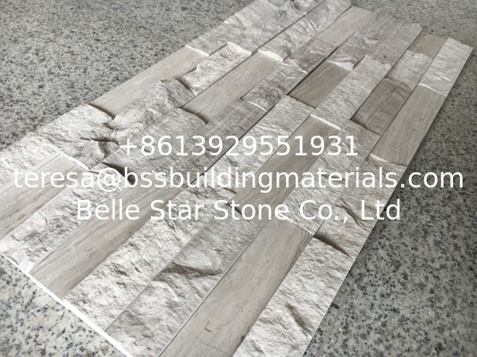 White Wooden Marble Blacksplash Stacked Stone,China Serpeggiante Marble Culture Stone,Chenille White Marble Stack stone