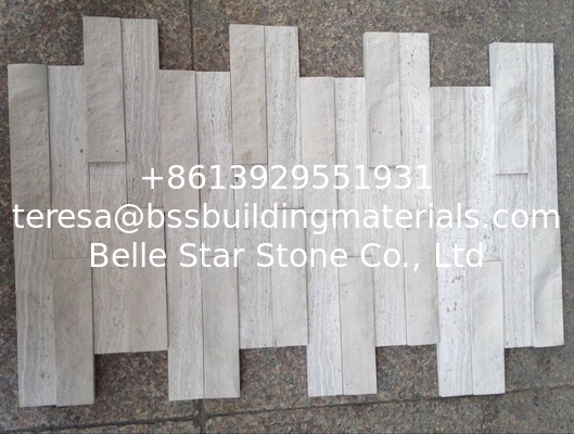 White Wooden Marble Blacksplash Stacked Stone,China Serpeggiante Marble Culture Stone,Chenille White Marble Stack stone
