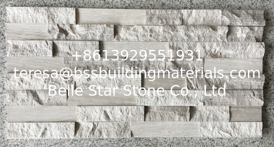 White Wooden Marble Blacksplash Stacked Stone,China Serpeggiante Marble Culture Stone,Chenille White Marble Stack stone