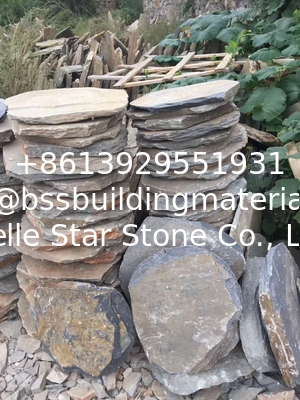Multicolor Slate Stepping Stones,Rusty Slate Round Garden Pavers,Natural Stone Pavement for Landscaping