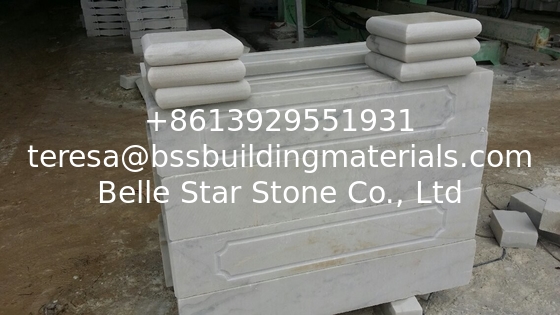 Marble Wall Coping Stone, Guangxi White Marble Pillar Cap,China Carrara Marble Finials, Column Top